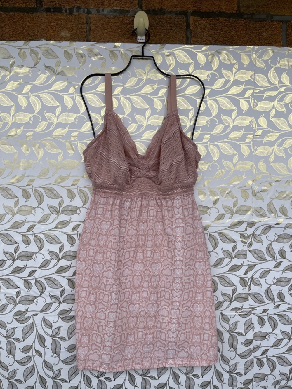 Cosabella Dolce Babydoll Chemise L Lace Pink Snakeskin Coquette Balletcore Sleep